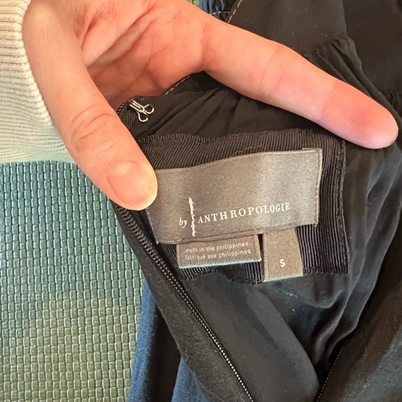 Anthropologie Black Midi Dress with Brown Floral Border - Picture 7 of 7